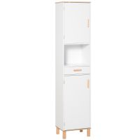 kleankin Dulap Coloana Space Saver din Lemn pentru Baie Alb