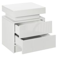 Noptiera alba HOMCOM cu lumina LED RGB, noptiera frontala lucioasa cu 2 sertare, pentru camera de zi, dormitor | Aosom RO
