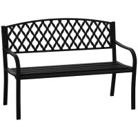 Outsunny Băncuță de Grădină pentru 2 Persoane, din Oțel și Fontă, Design Elegant, Rezistentă, Negru | Aosom Romania
