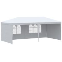 Outsunny Cort Pliabil pentru Grădină, Petreceri și Evenimente, cu Panouri Detașabile, Structură Oțel și PE, 5.85x2.95m, Alb | Aosom Romania