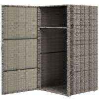 Outsunny Dulap de Depozitare din Ratan PE cu Usa pentru Exterior, Dulap de Depozitare Accesorii Independent Impermeabil, Gri