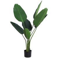 Outsunny Planta Artificiala Pasarea Paradisului Inalta 120cm, Planta Artificiala Strelitzia pentru Interior si Exterior cu Ghiveci
