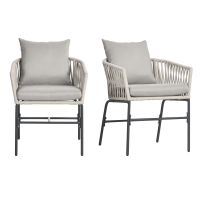 Outsunny Set Bohem de Scaune de Terasa din Franghie Impletita 2 Bucati, Scaune de Exterior cu Perne Confortabile, Design Modern | Aosom Romania