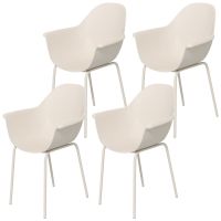 Outsunny Set de 4 Scaune de Grădină Gri, Stivuibile, cu Spătar Înalt și Cotieră, Cadru din Metal, Design Elegant pentru Exterior | Aosom Romania