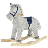 HOMCOM Balansoar Interactiv în Formă de Cal pentru Copii 36-72 Luni, Jucărie Moale și Educativă din Pluș 64x73x35cm | Aosom Romania