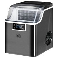 HOMCOM Mașină de Gheață 20kg în 24 de Ore, 24 de Cuburi în 14-18 Minute cu Dimensiune Reglabilă, rezervor de 3.2L și Sistem de Autocurățare, 25.2x36x37.1 cm, Negru