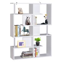 Homcom Mobilier cu Rafturi Librarie 5 Niveluri in Lemn, Alb, 120x28.6x160cm