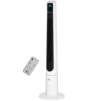 HOMCOM Ventilator Turn cu 3 Moduri și 3 Viteze cu Cronometru 12h, Ventilator de Podea ABS cu Telecomandă, Ø32x118.2 cm, Alb
