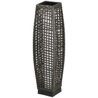 Lampa Outsunny de Gradina Solara cu Panou Superior de Reincarcare, din Otel si Ratan, 21x21x78 cm, Negru si Maro | Aosom Romania