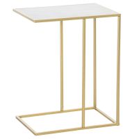 Masa laterala de terasa Outsunny cu blat asemanator cu marmura, Masuta de cafea pentru exterior pentru utilizare in exterior si interior