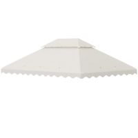 Outsunny Acoperiș Înlocuitor pentru Foișor, Poliester Anti-UV, Capac Foișor 2 Niveluri cu 10 Găuri de Drenaj, 395x297 cm, Crem