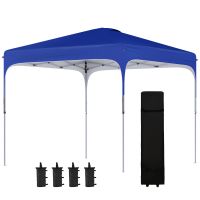 Outsunny Cort cu Baldachin Pop-Up cu Geantă de Transport, Adăpost Instant la Soare, Corturi pentru Petreceri în Exterior, 253x253x268 cm, Albastru