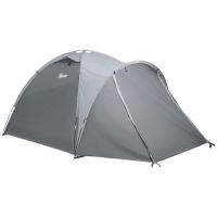 Outsunny Cort Cupola Camping 2 Persoane Extensibil Uși Ferestre 350x220x145cm Gri | Aosom Romania