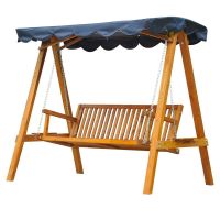 Outsunny Leagan Hollywood cu baldachin Parasolar, 3 locuri, de Gradina, banca Balansoar din Lemn
