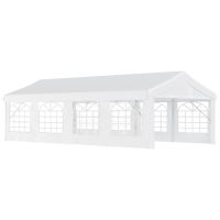 Outsunny Pavilion pentru Evenimente în Aer Liber, Cort Impermeabil pentru Petreceri și Căsătorii, Cadru din Oțel, Alb, 8x4x2.8m | Aosom Romania