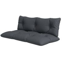 Outsunny Set de 2 Perne pentru Sezut si Spatar pentru Exterior pentru Paleti, Perne de Sezut Hidrofobe, Gri Carbune