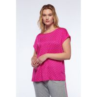 Bluza cu imprimeu abstract si decolteu rotund