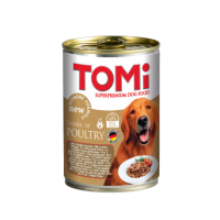 Conserva hrana umeda Tomi caine cu 3 feluri de pasare, 400 g