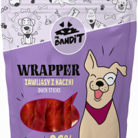 Recompense pentru caini Mr. Bandit WRAPPER, sticks, rata, 80g
