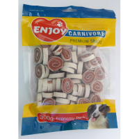 Recompense pentru caini Enjoy Carnivore cu pui si cod 300 g