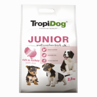 TropiDog, hrana uscata Premium Junior Talie mica si medie, 2.5 kg