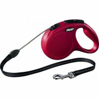 Lesa pentru caini New Classic Snur, Flexi, Retractabil, Pana la 20 kg, M, 5 metri, Rosu