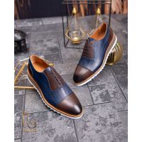 Pantofi Casual de bărbați, Talpa Înaltă, din piele naturala, Bleumarin - P1544