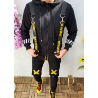Hanorac negru cu bretele , slim fit COD: BZ133