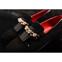 Mocasini / loafers din piele naturala intoarsa cu pietre stralucitoare aurii - P1118