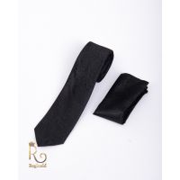 Cravata de barbati si batista neagra cu model - CV850