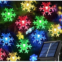 Instalatie Solara 7 metri cu 50 FULGI DE NEA Cristal Led lumina MULTICOLORA