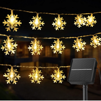 Instalatie Solara 7 metri cu 50 FULGI DE NEA Led lumina ALB CALD
