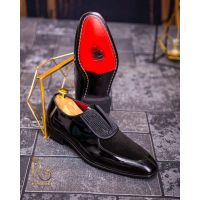 Mocasini/Loafers de barbati negri lacuiti cu strasuri - P1701