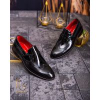 Loafers de barbati, piele naturala lacuita, negri - P1774