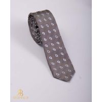 Cravata slim gri cu model- CV922