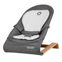 Fotoliu, Lionelo, Rita Stone, Cu spatar reglabil, Din lemn, Metal, Poliester, Bumbac, 80x44 cm, Gri