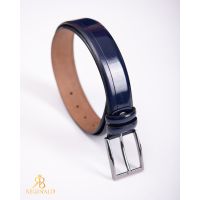 Curea din piele bleumarin, catarama metalica- CP441