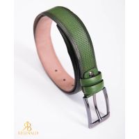 Curea din piele verde, catarama metalica- CP434