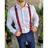 Bretele de bărbați, Rosu cu bleumarin - BTL01