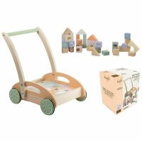Antepremergator, Joueco, Familia Wildies, Cu 34 de cuburi, Din lemn certificat FSC, 12 luni+, Multicolor