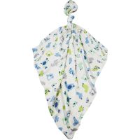 Qmini - Scutec refolosibil cu multiple intrebuintari, Din fibra de bambus, Dimensiune, 75 x 75 cm, Birds Blue