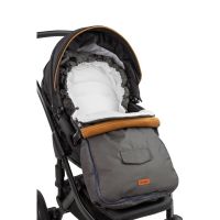 Sac termic de iarna, Sensillo, Calduros, Impermeabil, Polar, Compatibil cu saniute si carucioare, 95x40 cm, Alb/Gri