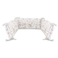 Aparatoare pentru patut, MimiNu, Din bumbac certificat Oeko Tex Standard 100, 180x30 cm, Cu panglici, Sweet Deer Pink