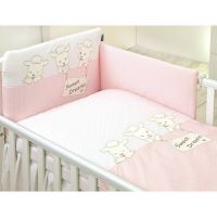 AMY - Lenjerie 3 piese Cu protectie laterala Sweet Dreams din Bumbac, 120x60 cm, Roz