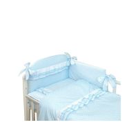 Amy - Lenjerie 3 piese Cu protectie laterala Baby Chic din Bumbac. 120x60 cm. Blue