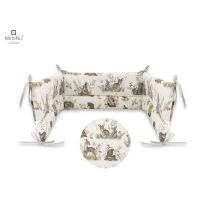 Aparatoare pentru patut, MimiNu, Din bumbac certificat Oeko Tex Standard 100, 180x30 cm, Cu panglici, Design, Calm Forest Natural