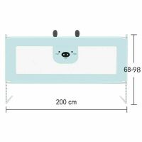 Bariera protectie pat, Primabobo, Bears, XXL, Culisanta, Cu inaltime reglabila 68-98 cm, 200 cm, Gri