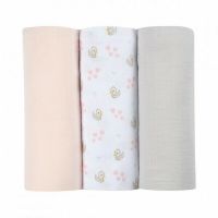 Set 3 Museline Beaba bumbac organic 70x70 cm Swan Pink