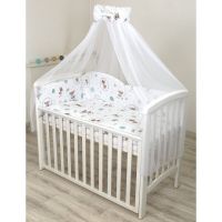 Amy - Baldachin din tul, Funda din bumbac, imprimeu lenjerie Caprioara mica, 300x160 cm, Suport de prindere inclus, 153h cm
