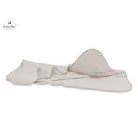 Prosop cu gluga, MimiNu, Mare, Cu volanas, Dimensiune 100x100 cm, Din bumbac si thermo fleece, Materiale certificate Oeko Tex Standard 100, Colectia Royal, Beige